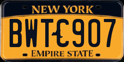 NY license plate BWTC907