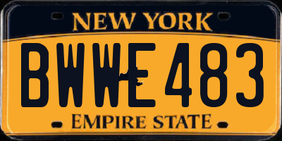 NY license plate BWWE483