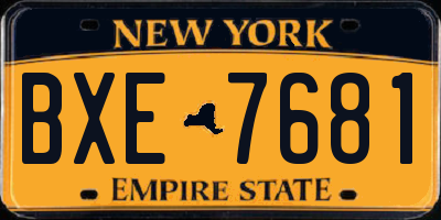 NY license plate BXE7681