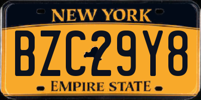 NY license plate BZC29Y8