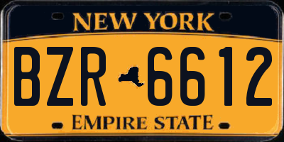 NY license plate BZR6612