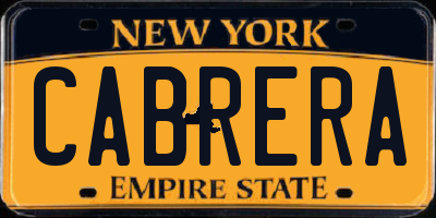 NY license plate CABRERA