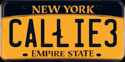 NY license plate CALLIE3