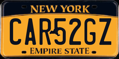 NY license plate CAR52GZ