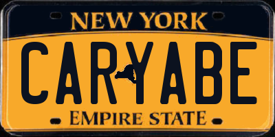 NY license plate CARYABE