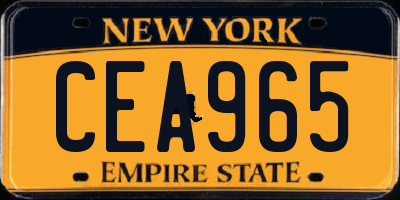 NY license plate CEA965