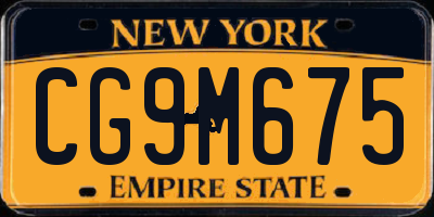 NY license plate CG9M675