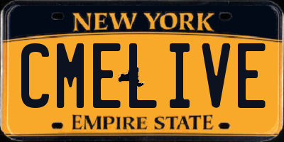 NY license plate CMELIVE