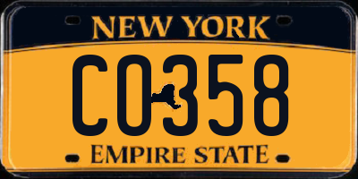 NY license plate CO358