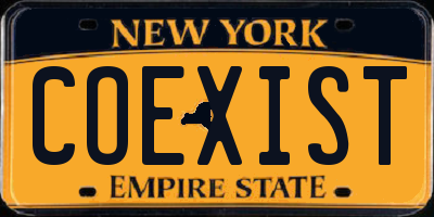 NY license plate COEXIST