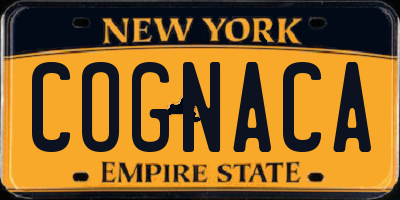 NY license plate COGNACA