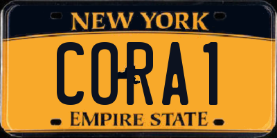 NY license plate CORA1