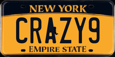 NY license plate CRAZY9