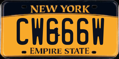 NY license plate CW666W