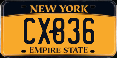 NY license plate CX836