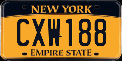 NY license plate CXW188