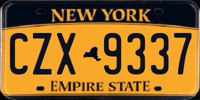 NY license plate CZX9337