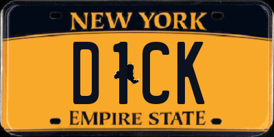 NY license plate D1CK