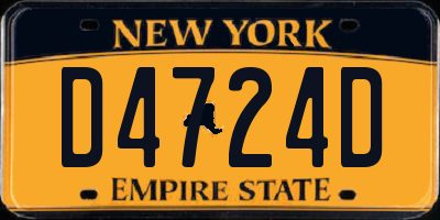 NY license plate D4724D