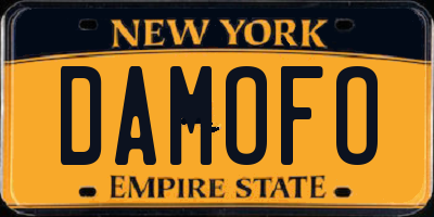 NY license plate DAMOFO