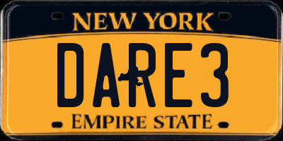 NY license plate DARE3