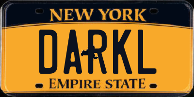 NY license plate DARKL