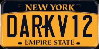 NY license plate DARKV12