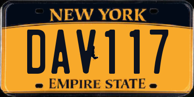 NY license plate DAV117