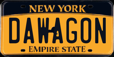 NY license plate DAWAGON