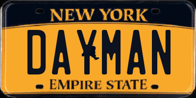 NY license plate DAYMAN