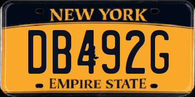 NY license plate DB492G