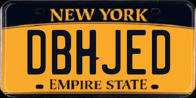 NY license plate DBHJED