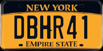 NY license plate DBHR41