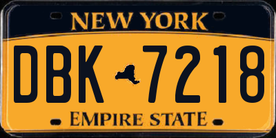 NY license plate DBK7218