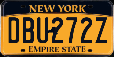 NY license plate DBU272Z