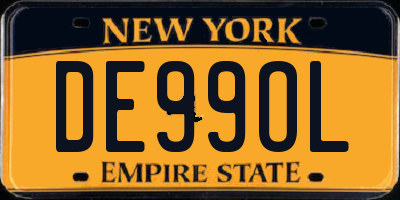 NY license plate DE99OL