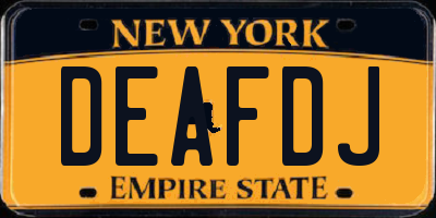 NY license plate DEAFDJ