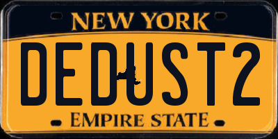 NY license plate DEDUST2