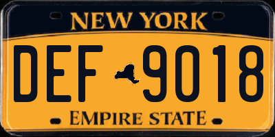 NY license plate DEF9018