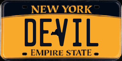 NY license plate DEVIL