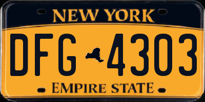 NY license plate DFG4303