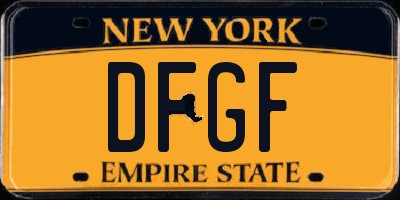 NY license plate DFGF