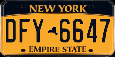 NY license plate DFY6647