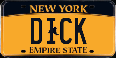 NY license plate DICK