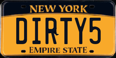 NY license plate DIRTY5