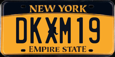 NY license plate DKXM19