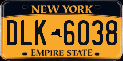 NY license plate DLK6038