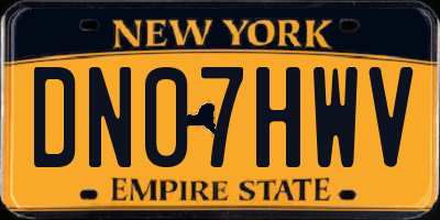 NY license plate DN07HWV