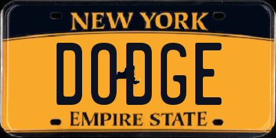 NY license plate DODGE