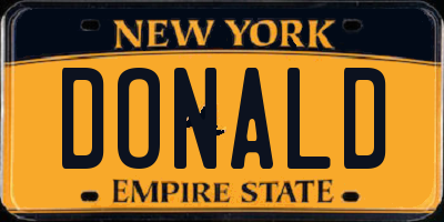 NY license plate DONALD